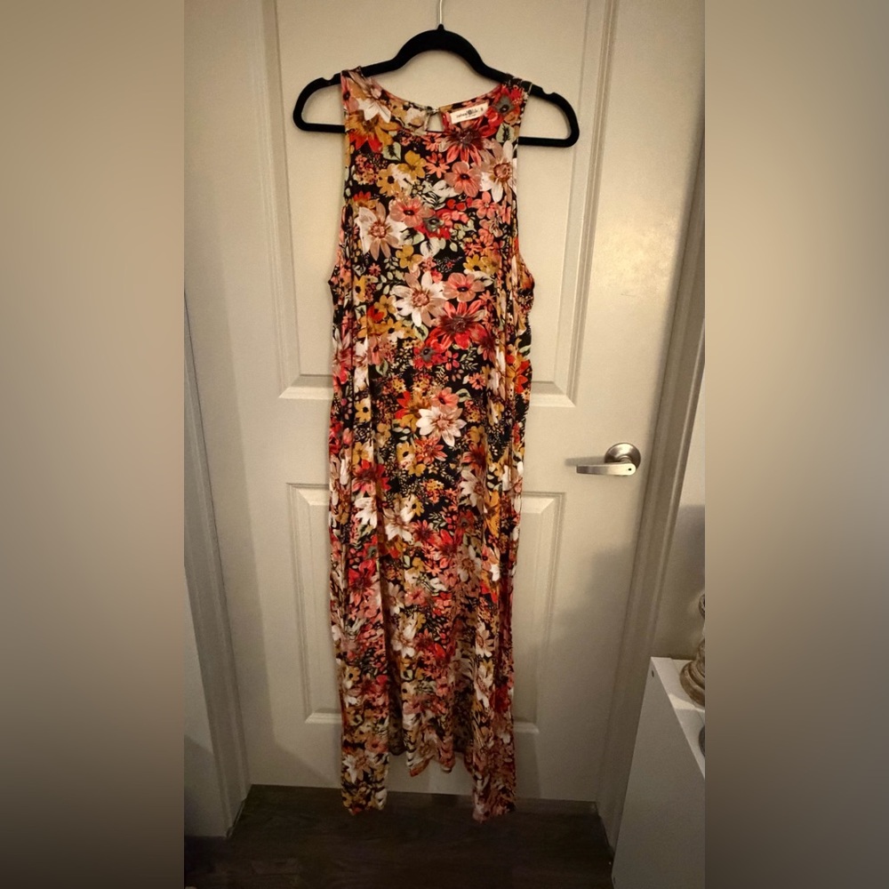 NATURAL LIFE Multicolor Floral Maxi Dress with Orange and Yellow Blooms